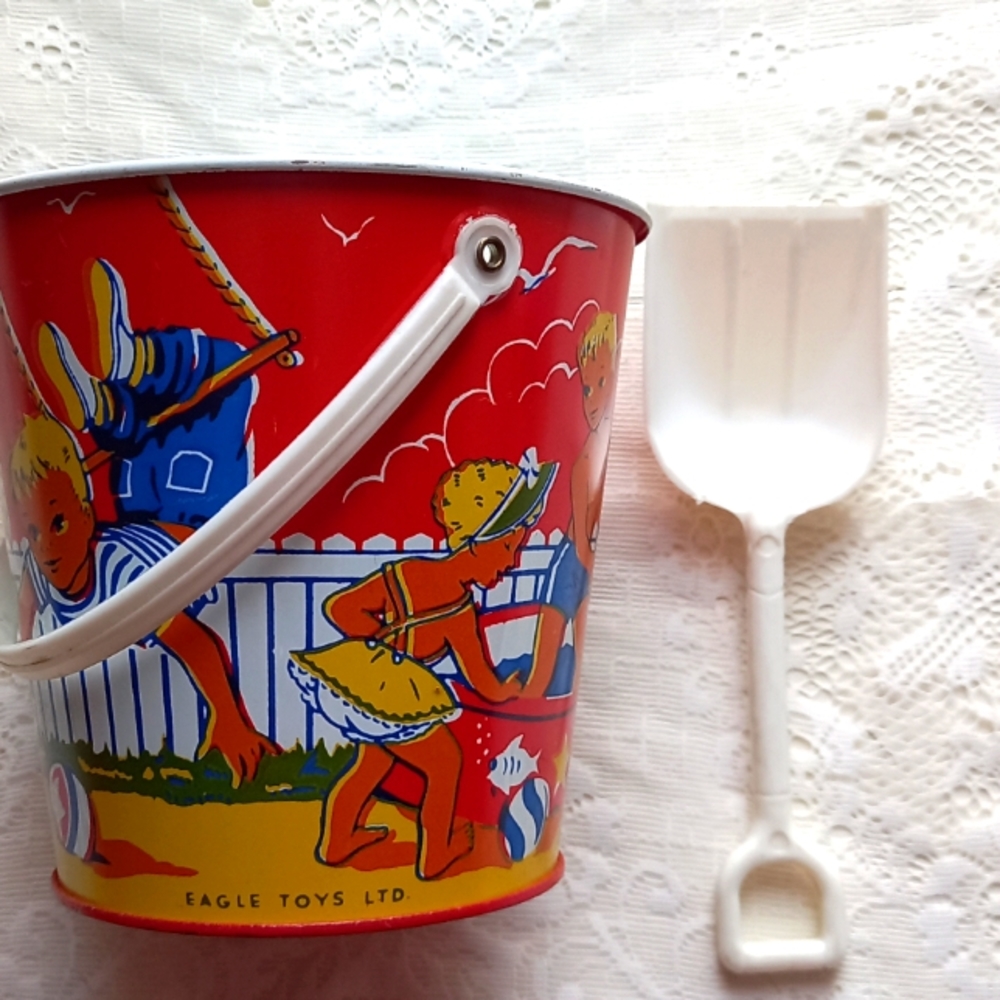Vintage beach pail and shovel